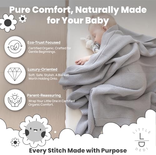 Little Dedi Organic Cotton Knitted Blanket - 30x40 Harbor Mist