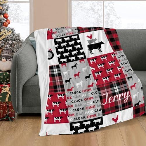 Custom Blanket with Name Farm Life Tractor Patchwork Swaddling Blanket 30X40inch