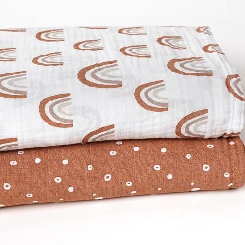 Gerber Baby 2-Pack Muslin Blanket Boho Rainbow Polka Dots