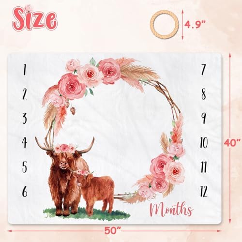 Floral Scotland Cattle Nursery Decor Blanket 40 x 50