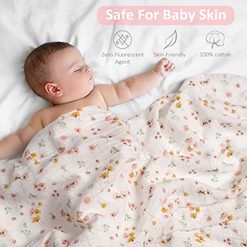 Softan Muslin Swaddle Blankets 4 Pack Green Floral