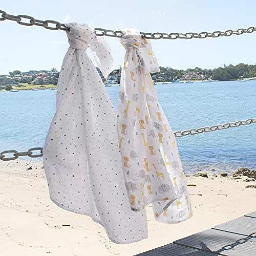 Living Textiles Animal Parade Swaddle Blankets 2-Pack - Ultra Soft Cotton Muslin