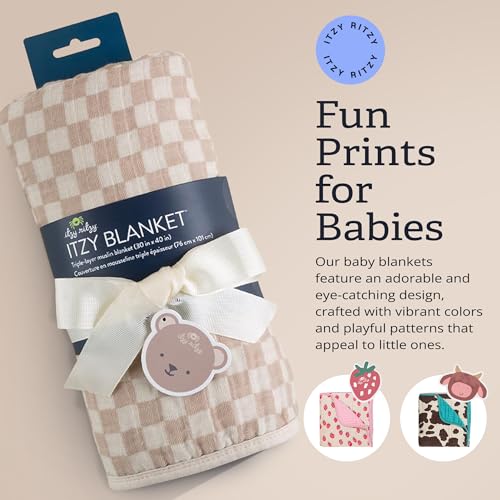 Itzy Ritzy Baby Blanket - Soft Cotton Muslin Checkerboard