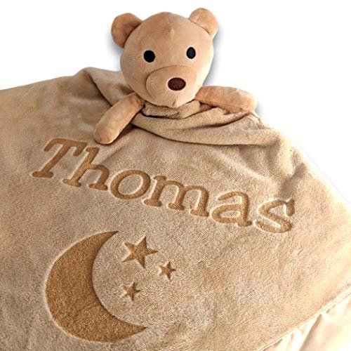 Custom Catch Personalized Teddy Bear Baby Blanket - Brown 1