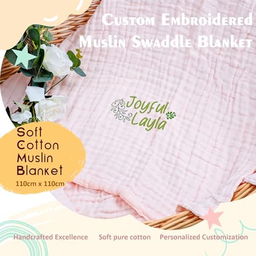 Personalized Muslin Swaddle Blanket - Beige