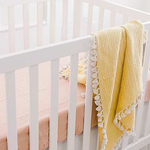 Crane Baby Muslin Swaddle Blanket 30 x 40 Ochre Yellow
