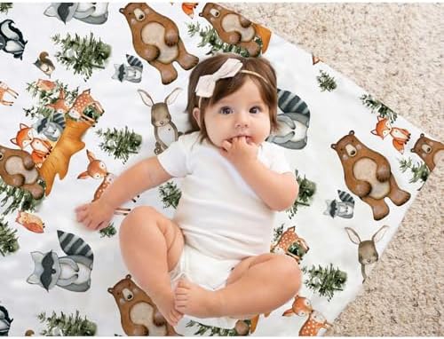 Buerhanerry Woodland Animal Baby Blanket 30x40 Soft Minky with Double Layer Dotted Backing