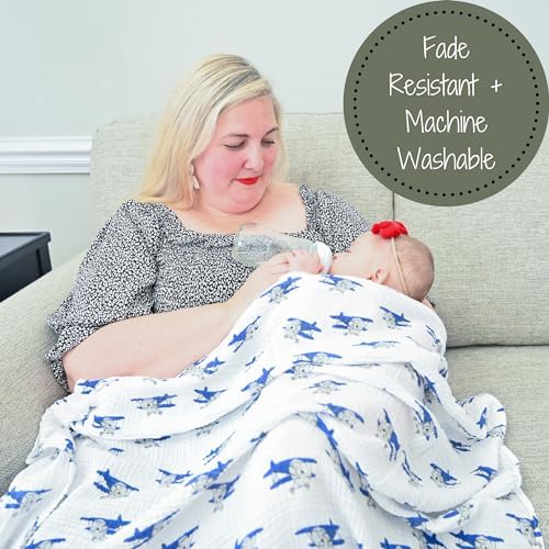 LollyBanks Muslin Swaddle Blanket - Airplane Print