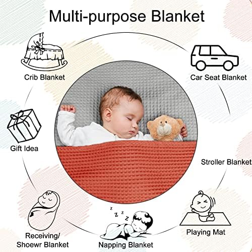 PHF 100 Cotton Baby Waffle Blanket - 30x40 Bright Orange
