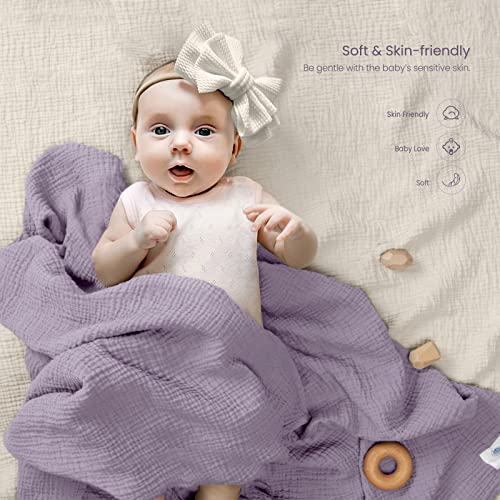 Lulumoon Muslin Swaddle Blanket 2Pack Purple