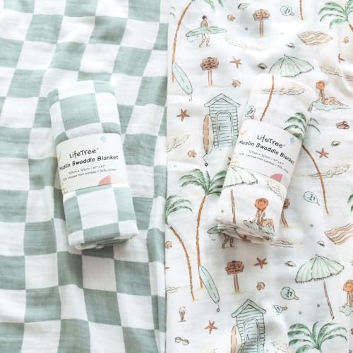LifeTree Muslin Swaddle Blankets for Boys Girls