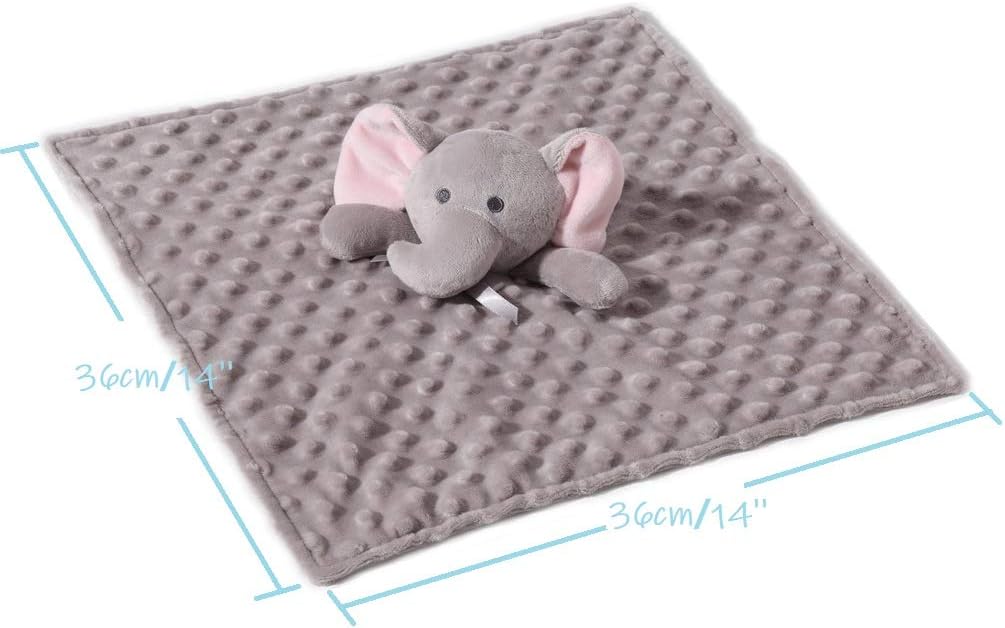 CREVENT Cozy Plush Baby Security Blanket Grey Elephant