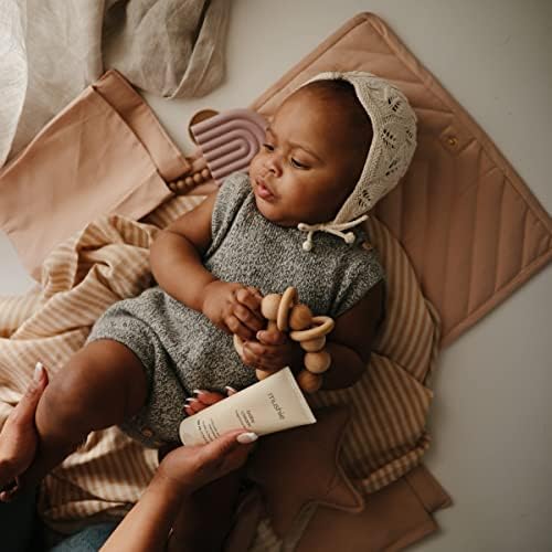 Mushie Muslin Baby Swaddle Blanket - Natural Stripe 100 Organic Cotton