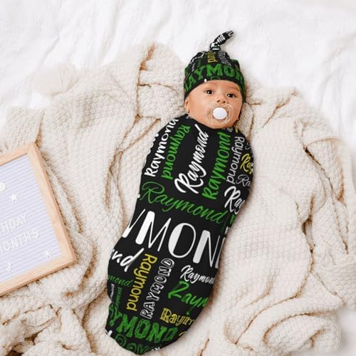 Personalized Name Swaddle Set for Baby Girl or Boy