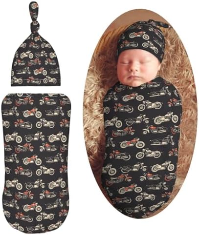 Muishi Motorcycles Swaddle Blanket Baby Hat Set