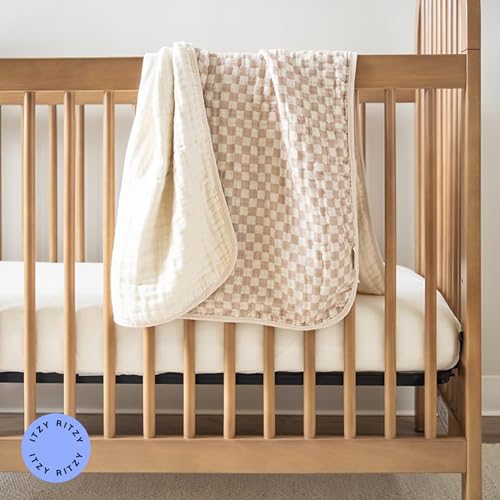 Itzy Ritzy Baby Blanket - Soft Cotton Muslin Checkerboard