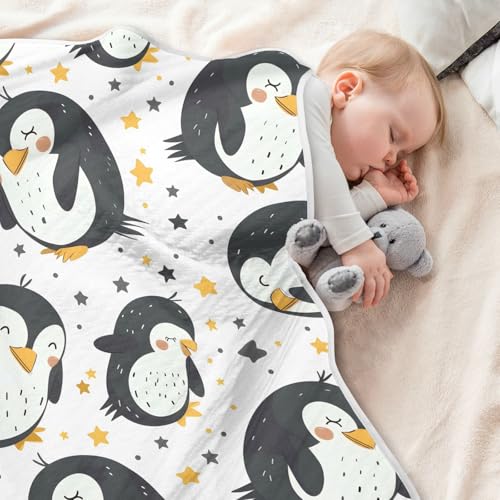 ALAZA Sleeping Penguin Star Swaddle Blanket