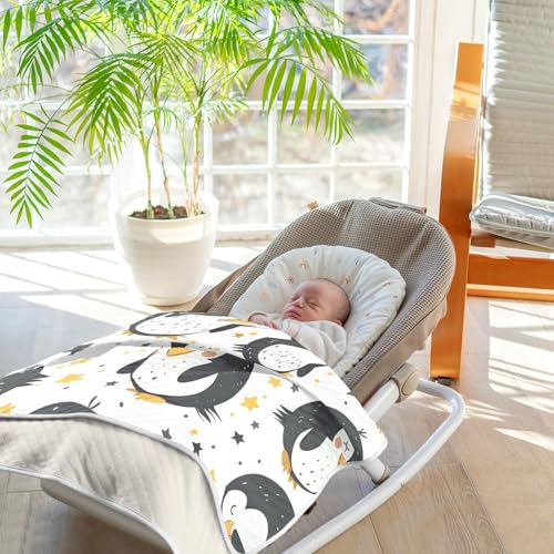 ALAZA Sleeping Penguin Star Swaddle Blanket
