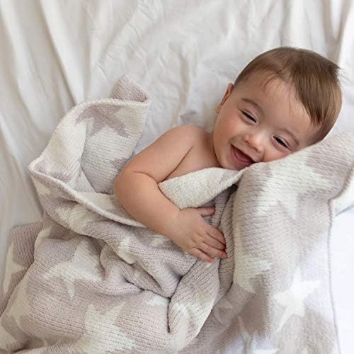 Living Textiles Grey Stars Chenille Baby Blanket Reversible