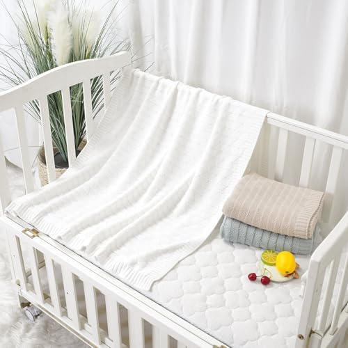 Wugugu Baby Receiving Blanket 30x40 Inch Soft Knit Neutral Swaddle