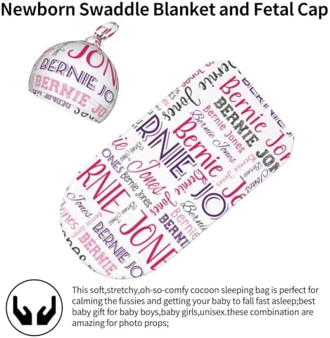 Personalized Baby Swaddle Set with Name Hat