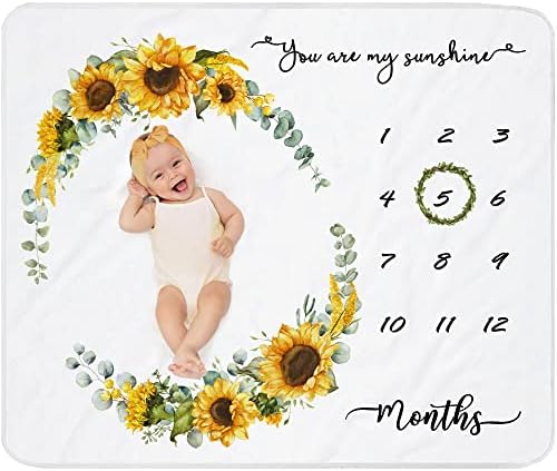 Fundich Baby Milestone Blanket with Wreath and Headband