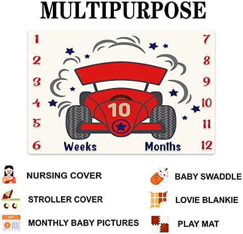 Racing Car Baby Milestone Blanket 48x40in