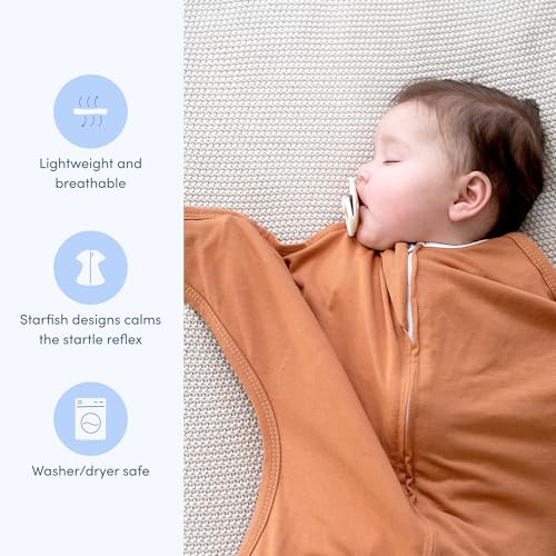 SleepingBaby Zipadee-Zip Transition Swaddle - Cozy Easy Diaper Changes Starfish Design