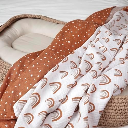 Gerber Baby 2-Pack Muslin Blanket Boho Rainbow Polka Dots