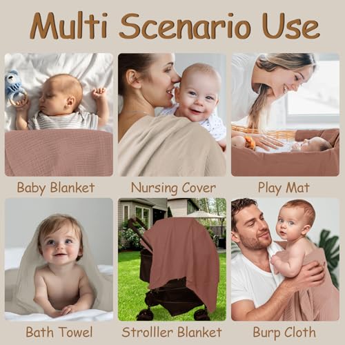 Breebleep Muslin Swaddle Blankets 3-Pack for Newborn