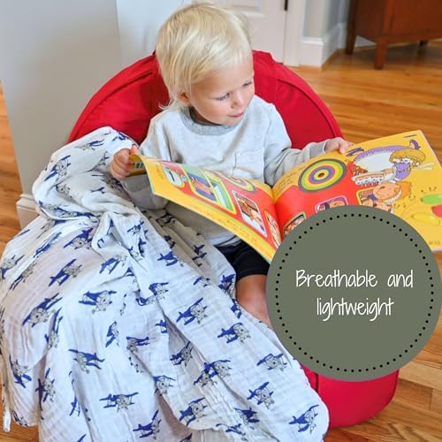 LollyBanks Muslin Swaddle Blanket - Airplane Print