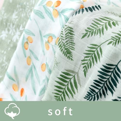 CoolaPeach 3 Pack Muslin Swaddle Blankets for Baby Boys and Girls