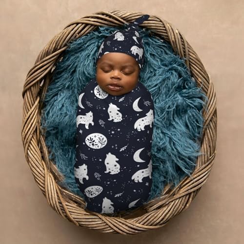 Boho Wolf Newborn Swaddle Blanket Hat Set