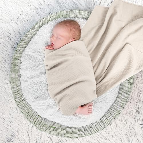 Susurration 100 Cotton Muslin Swaddle Blanket 40x40in Olive Green