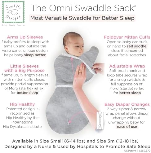 SwaddleDesigns 6-Way Omni Swaddle Sack for Newborn