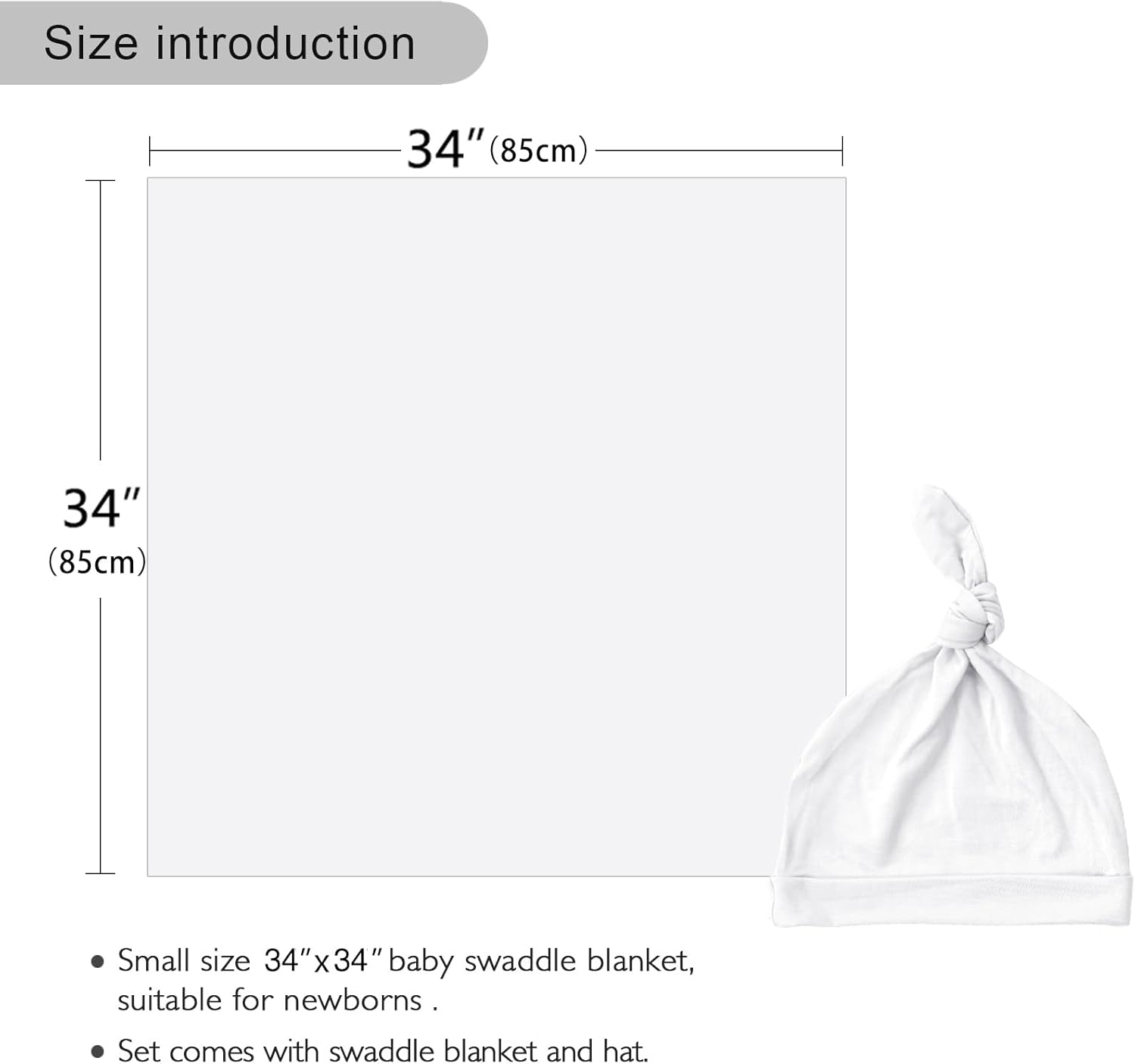 Aijoviko Newborn Swaddle Blanket with Hat Set