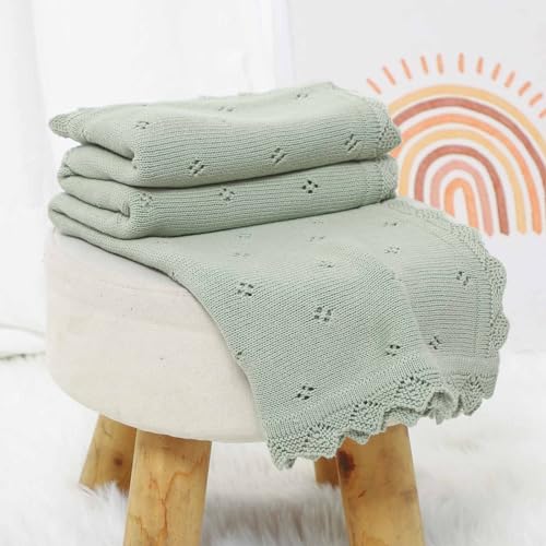 Mimixiong Cotton Baby Blanket Swaddling 30x40 Inch Sage Green