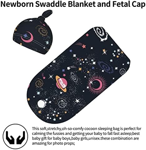 Osvbs Space Galaxy Swaddle Blanket with Beanie Set
