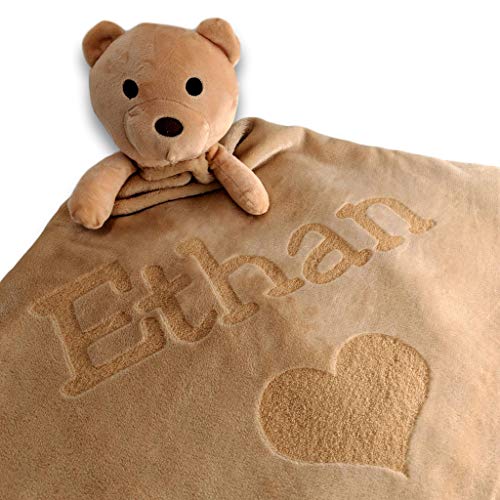 Custom Catch Personalized Teddy Bear Baby Blanket - Brown 1