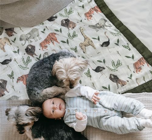 Little Jump Muslin Blanket - 47 x 47 Jungle Print Twin Blanket