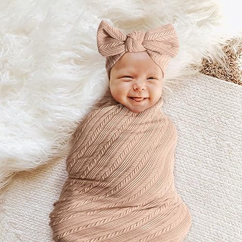 DRESHOW BQUBO Baby Blanket with Bow Hat and Headband