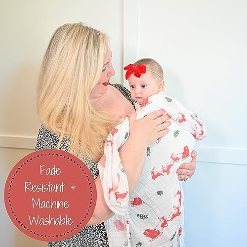 LollyBanks Reindeer Print Swaddle Blanket 100 Cotton 47x47 Inches