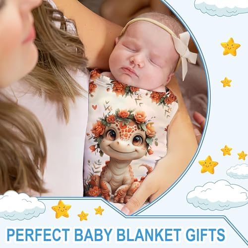Hyturtle Personalized Dinosaur Baby Blanket - Cozy Plush Gift for Newborn