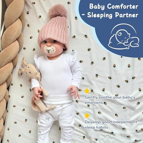 ZIGJOY Bunny Lovey Muslin Blanket for Babies Khaki