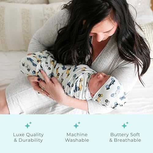 Posh Peanut Enzo Swaddle Blanket Beanie Set - Extra Large Bamboo Fabric