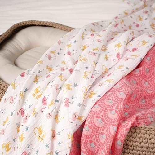 Gerber Baby 2-Pack Muslin Blanket Animal Geo Girl One Size