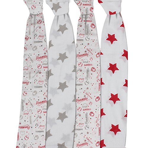 Bacati 4 Pack Swaddle Blankets for Boys