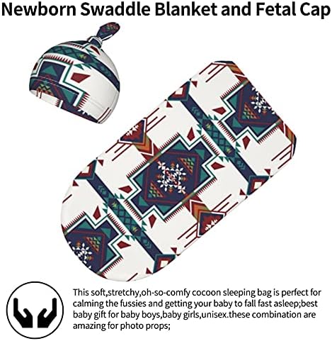 Osvbs Western Aztec Swaddle Blanket Beanie Set
