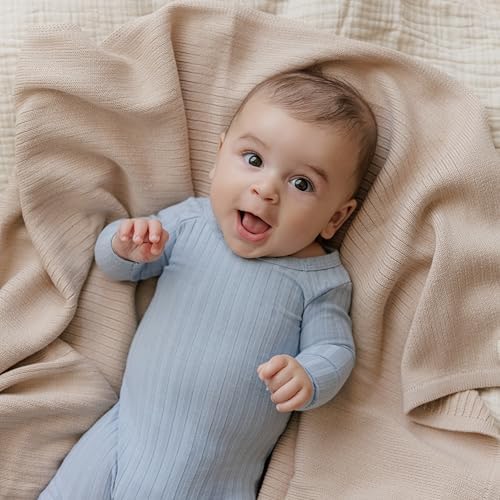 Organic Ribbed Swaddle Blanket - Oatmeal