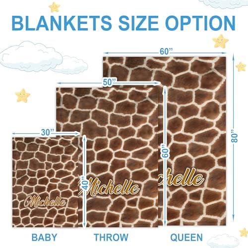 Hyturtle Personalized Giraffe Print Baby Blanket
